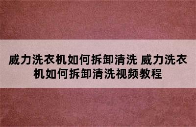 威力洗衣机如何拆卸清洗 威力洗衣机如何拆卸清洗视频教程